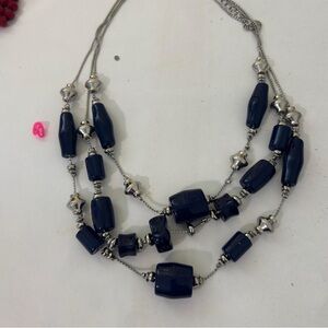 Elegant Silver and Blue Beaded Necklace